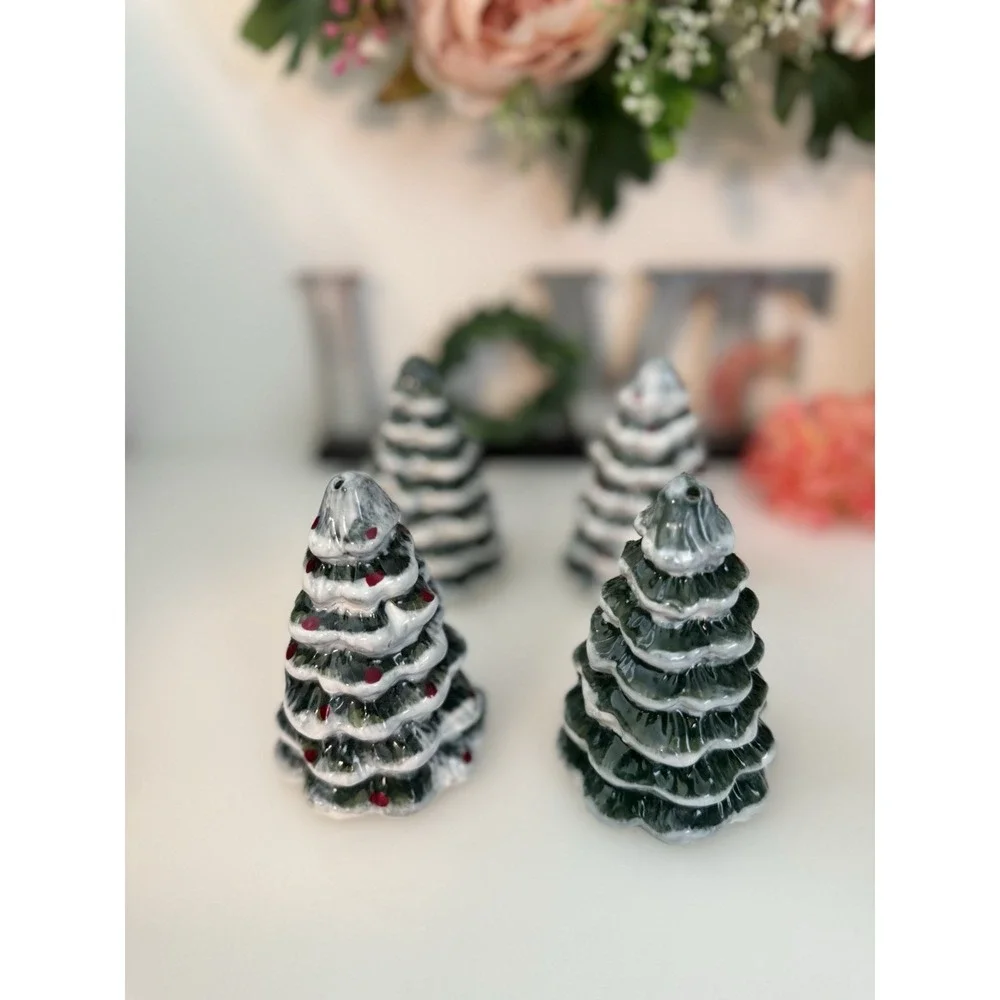 Vintage Snowy Evergreen Ceramic 4